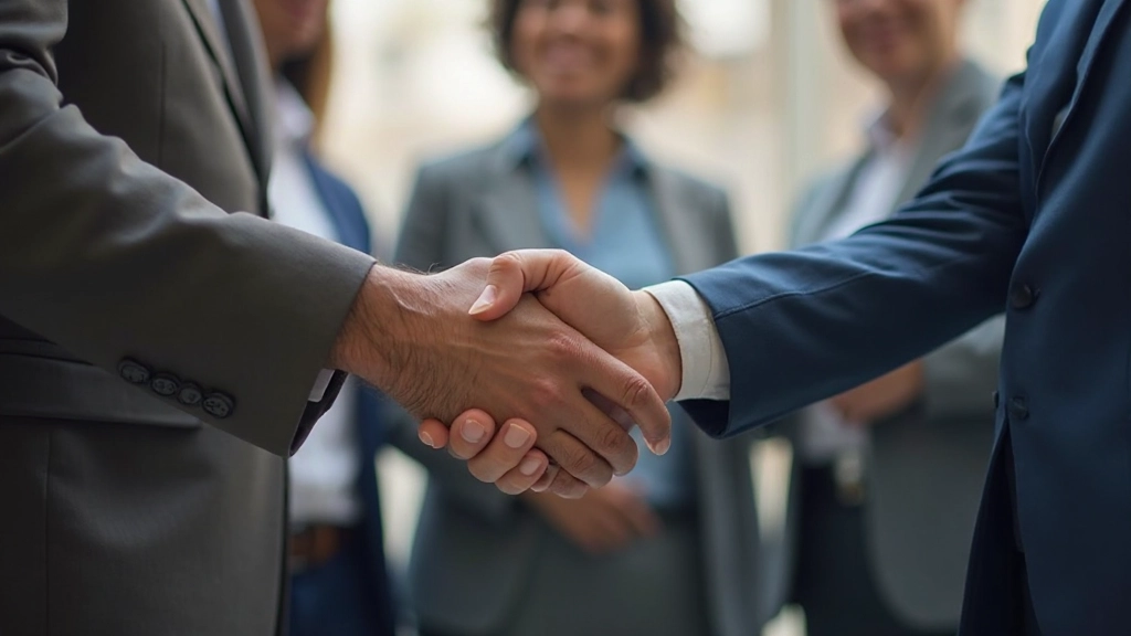 Vertrauensvolles Team-Handshake-Ritual, zeigt gegenseitigen Respekt und Verbindung zwischen Kollegen