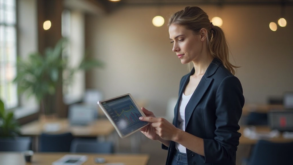 Finanzielle Metriken und Geschäftskennzahlen werden auf einem Tablet angezeigt